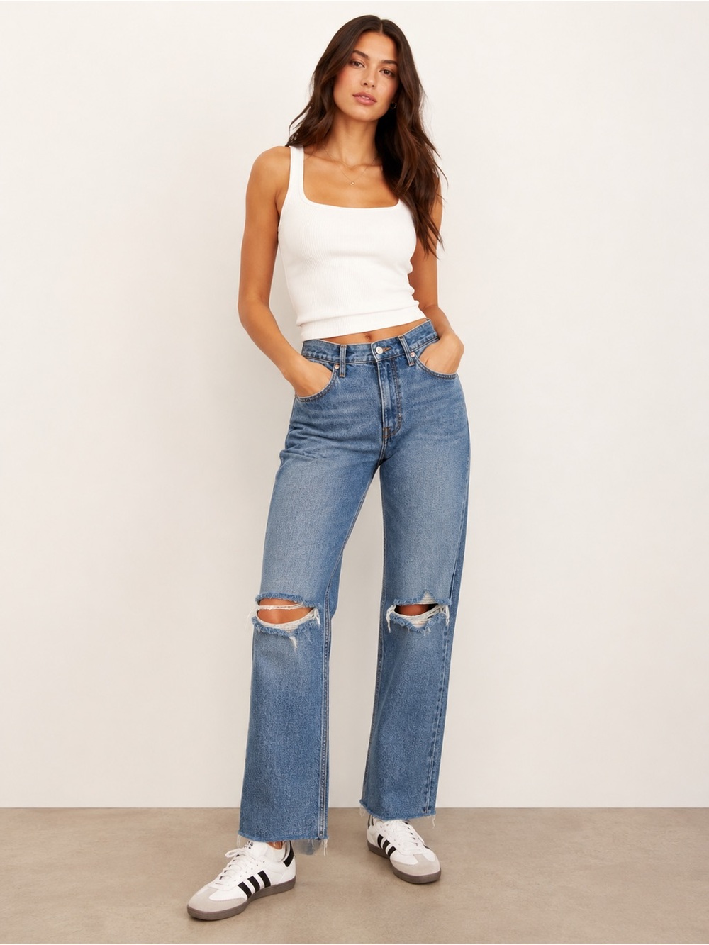 Abercrombie Curve Love 90s Straight Jeans 28/6 Ultra High Rise Distressed